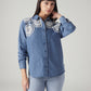 Women's Crochet Relaxed Fit Denim Shirt - Styleshot View