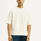 Men's Brand Logo Off White Boxy T-shirt - Front View