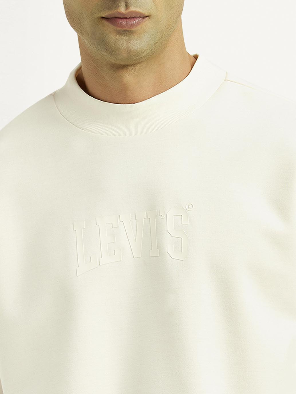 Men's Brand Logo Off White Boxy T-shirt - Detail View