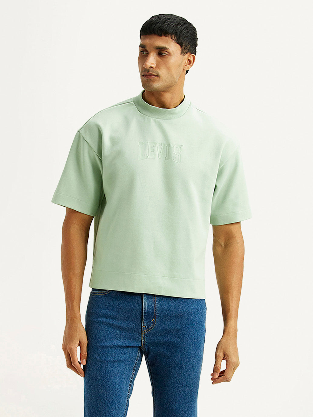 Men's Brand Logo Green Boxy T-shirt