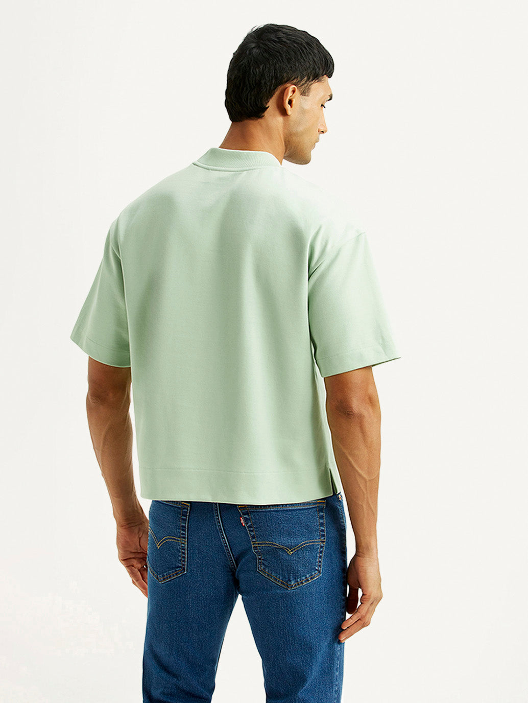 Men's Brand Logo Green Boxy T-shirt - Back View