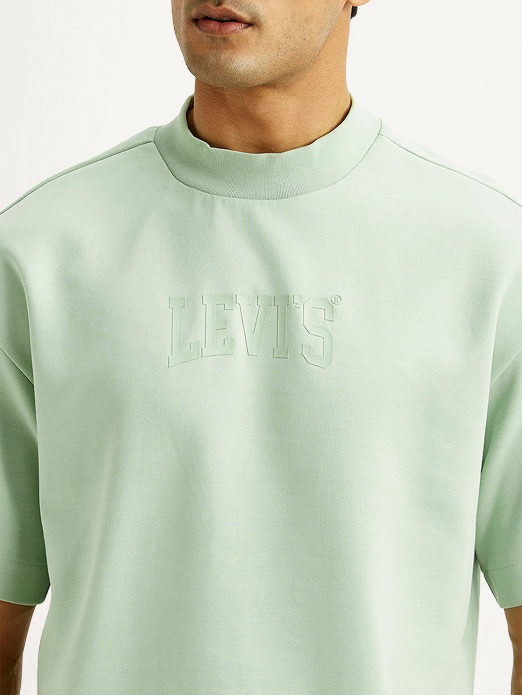 Men's Brand Logo Green Boxy T-shirt - Detail View