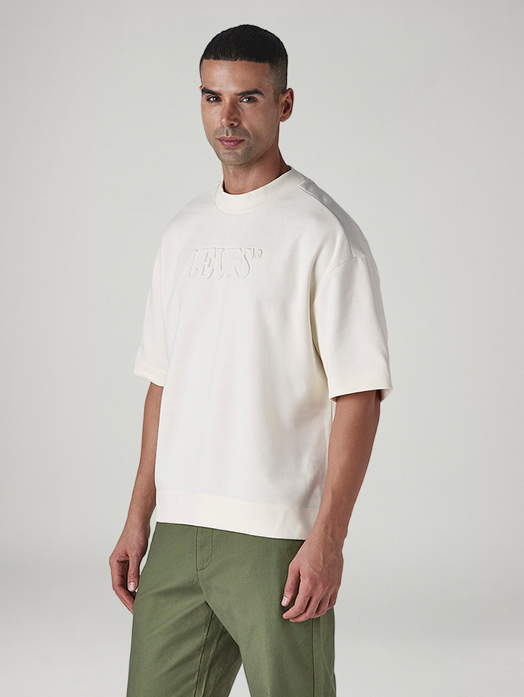 Men's Knitted Boxy Fit T-Shirt - Side View