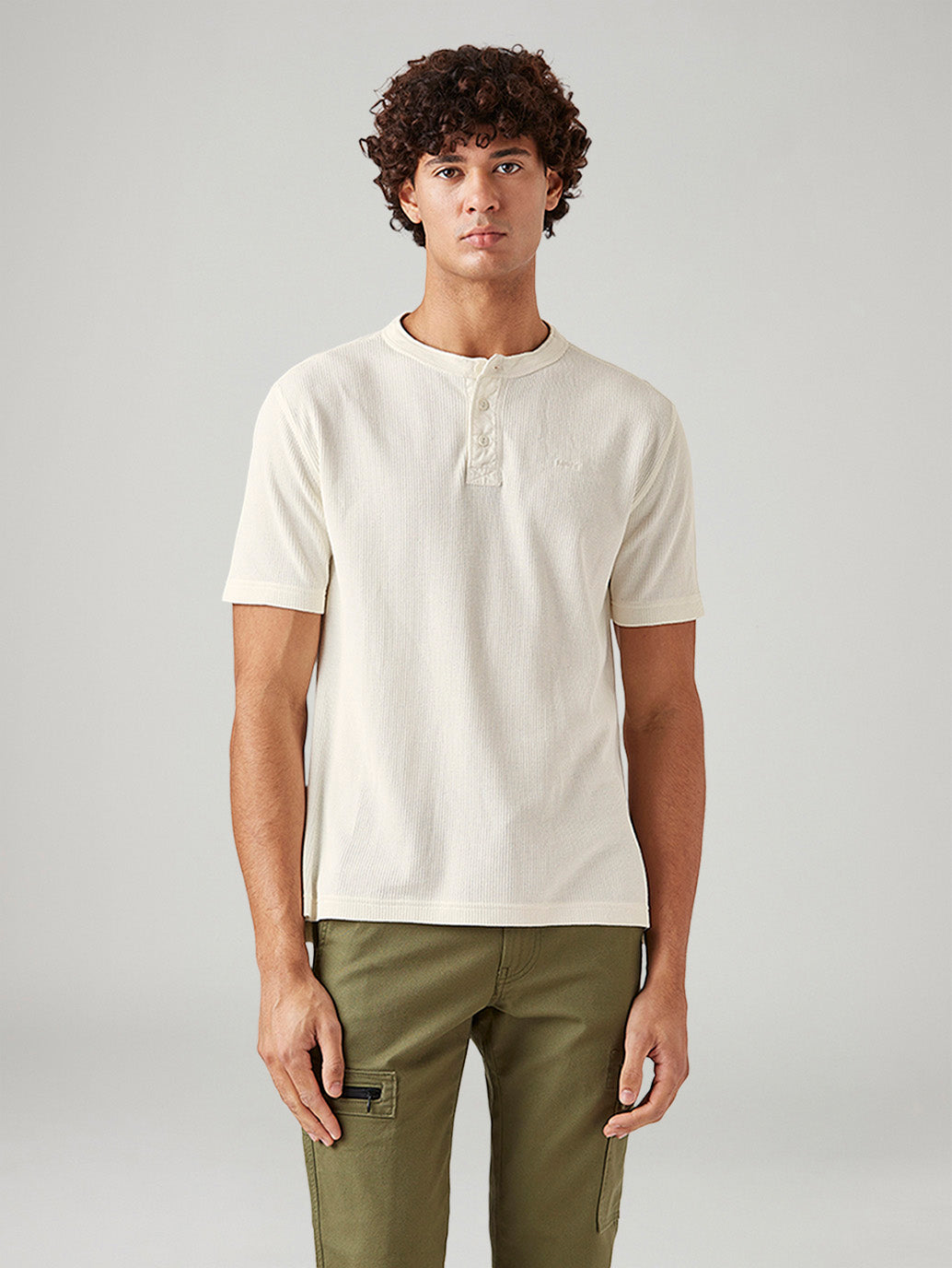 Men's Textured Regular Fit Textured T-Shirt - Front View