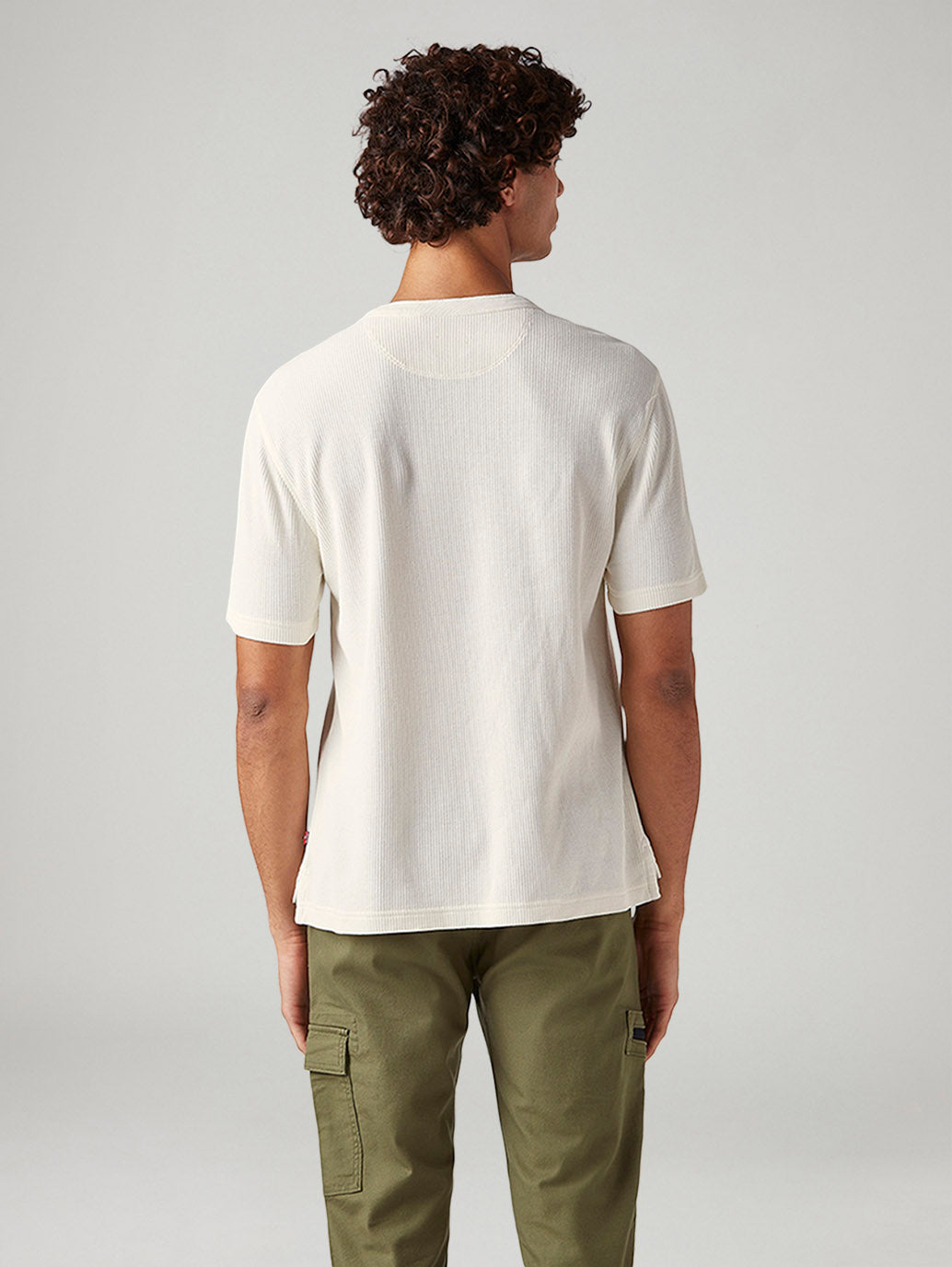Men's Textured Regular Fit Textured T-Shirt - Back View