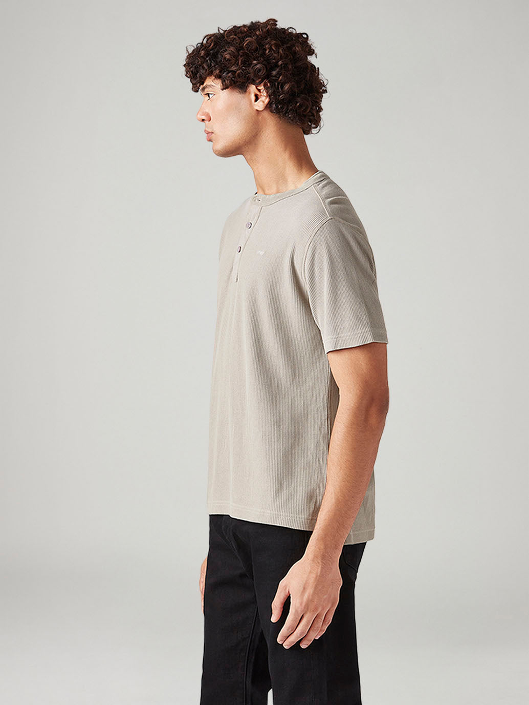 Men's Textured Regular Fit Textured T-Shirt - Side View