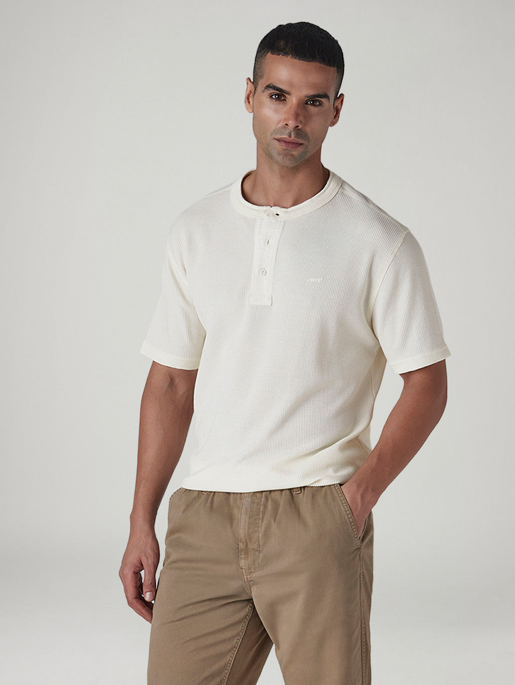 Men's Solid Regular Fit Waffle T-Shirt