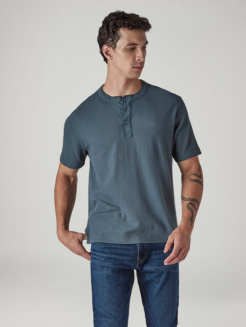 Men's Solid Regular Fit Waffle T-Shirt