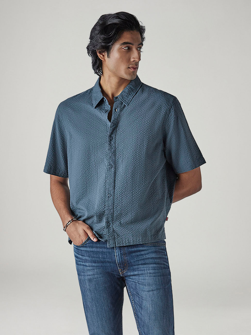 Men's Textured Boxy Fit Oxford Shirt