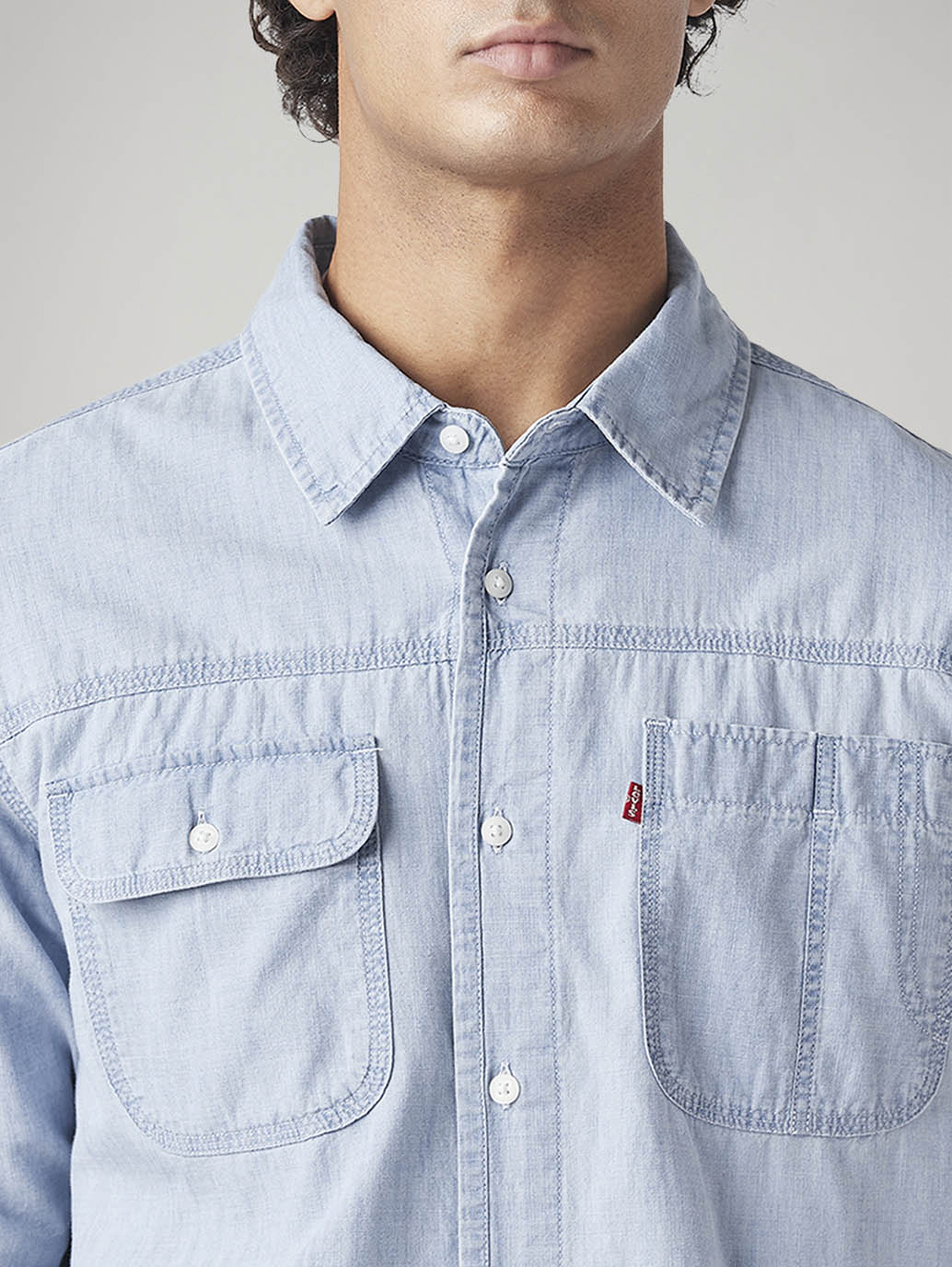 Men's Solid Slim Fit Shirt - Detail View