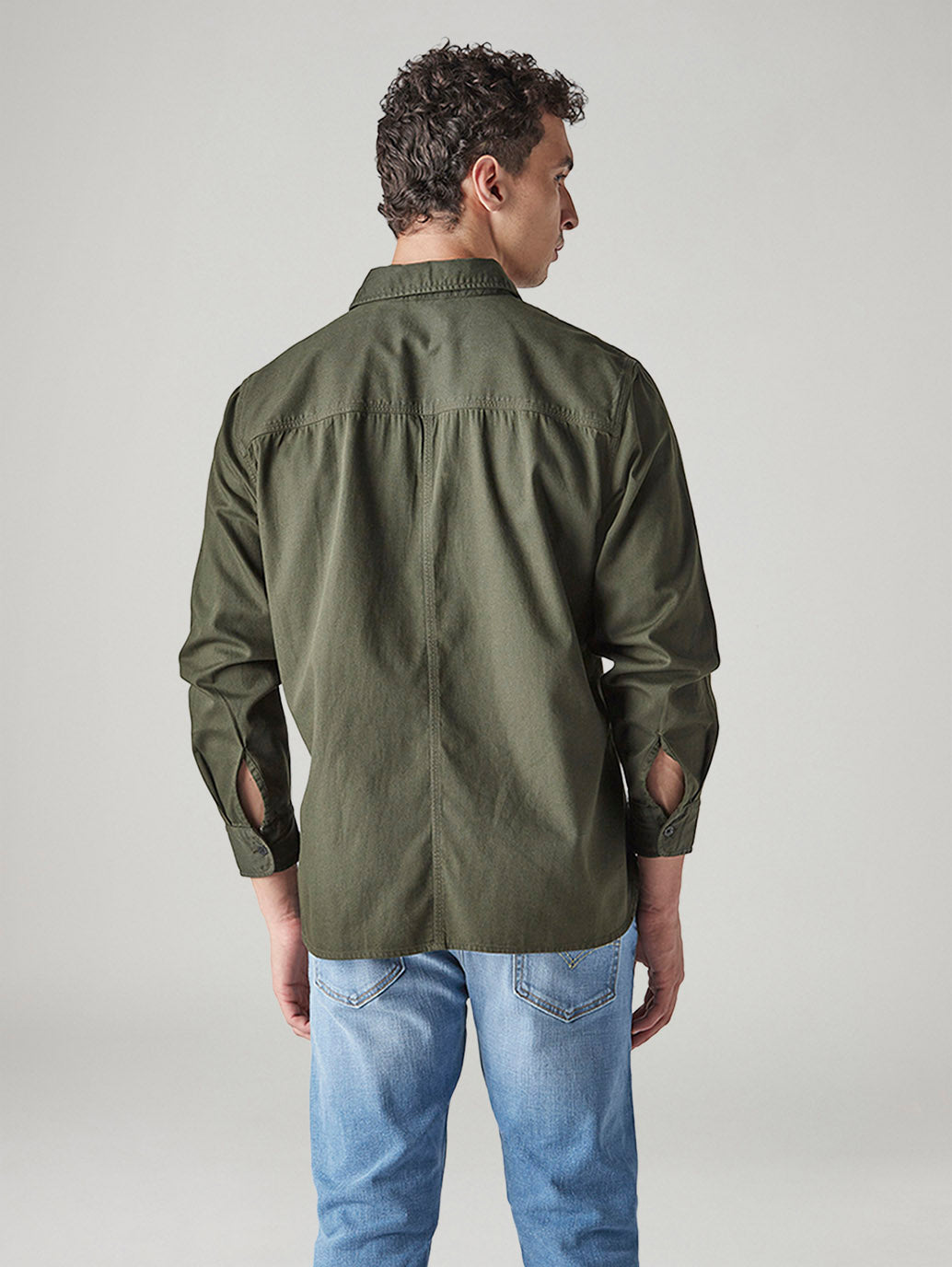 Men's Solid Relaxed Fit Overdyed Shirt - Back View