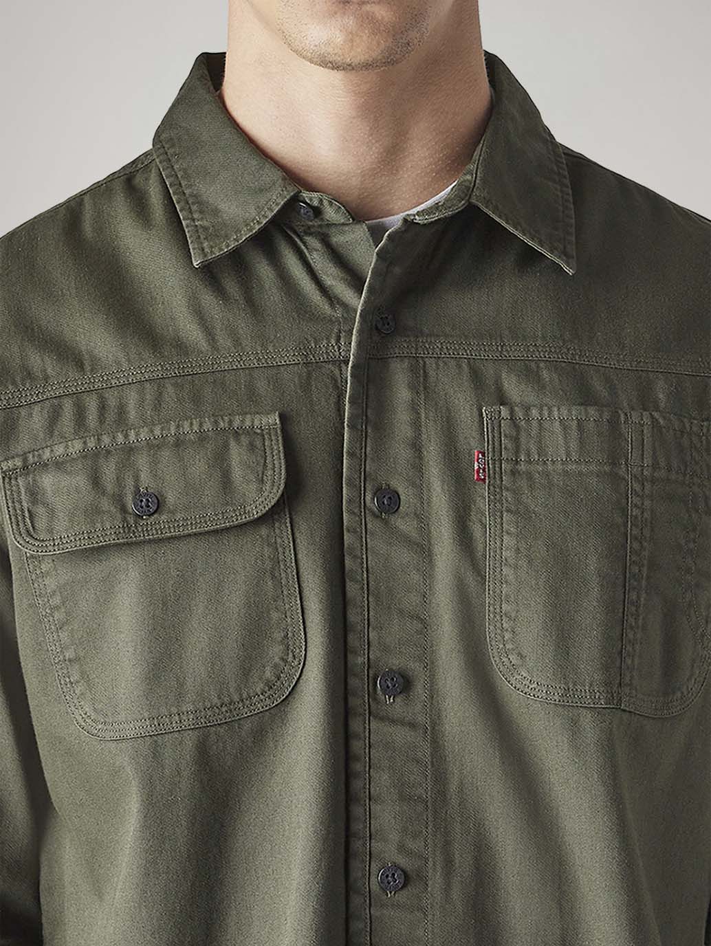 Men's Solid Relaxed Fit Overdyed Shirt - Detail View