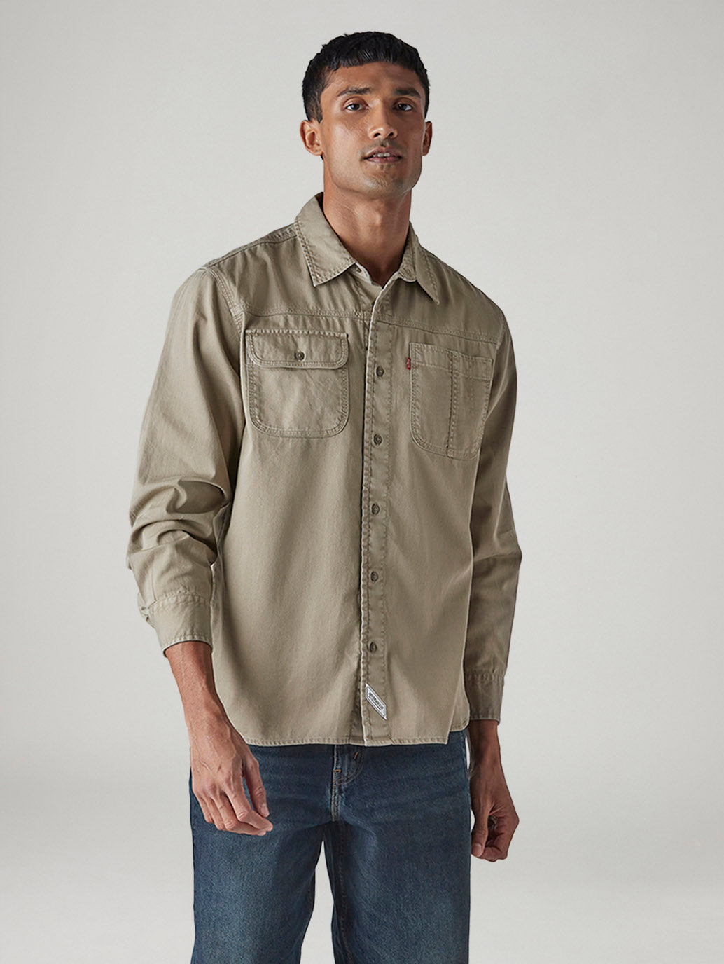 Men's Solid Relaxed Fit Shirt - Front View