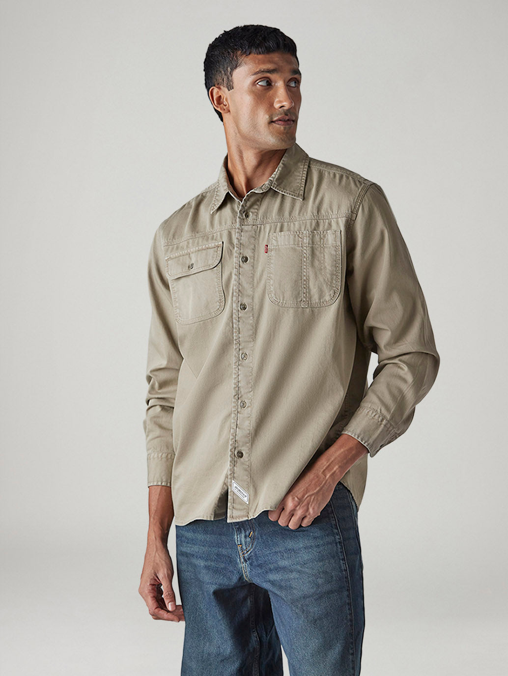 Men's Solid Relaxed Fit Shirt - Side View