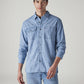 Men's Solid Relaxed Fit Chambray Shirt - Front View