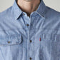 Men's Solid Relaxed Fit Chambray Shirt - Detail View