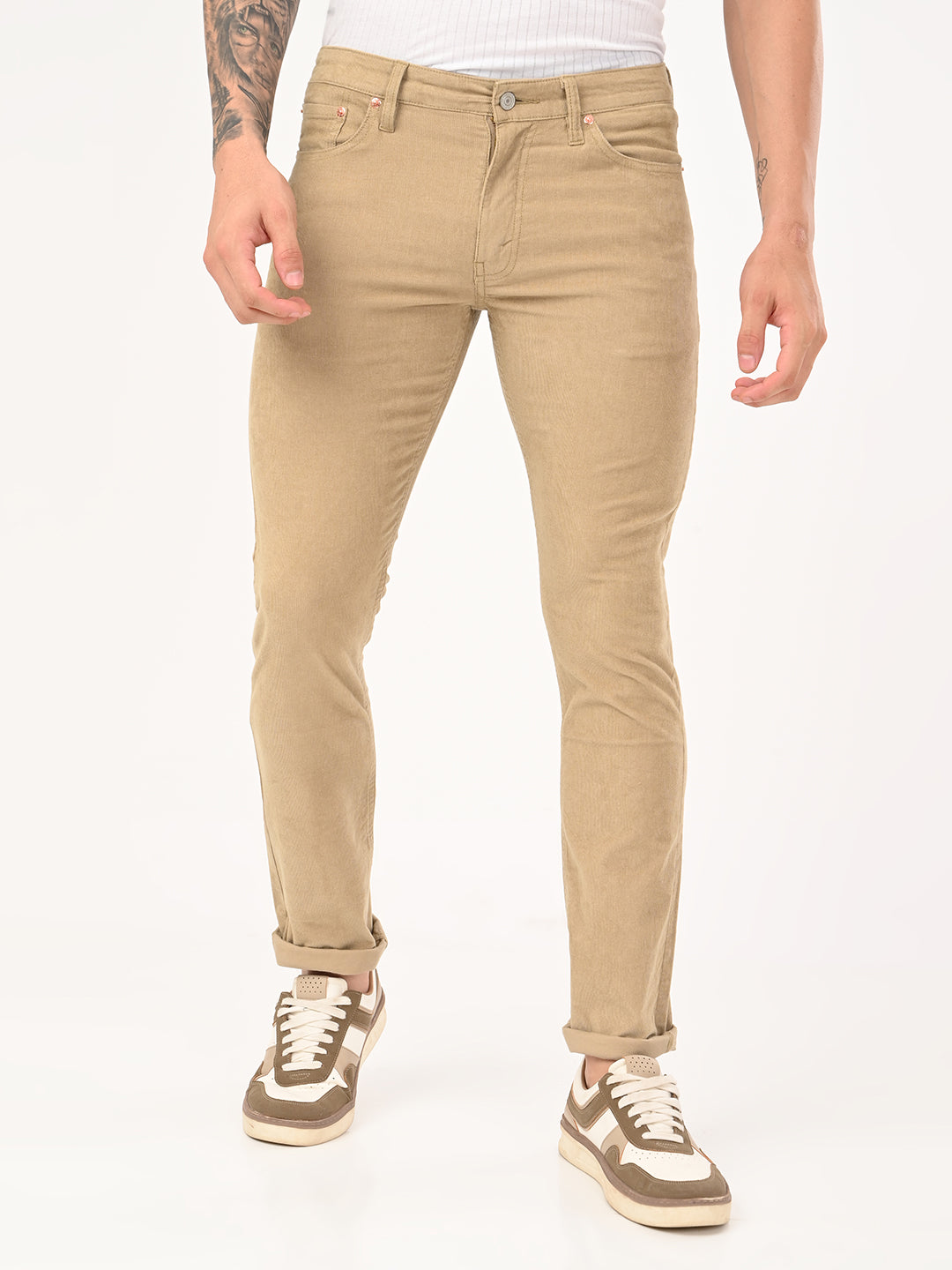 Men's 511 Beige Slim Fit Mid Rise Chinos - jpg View