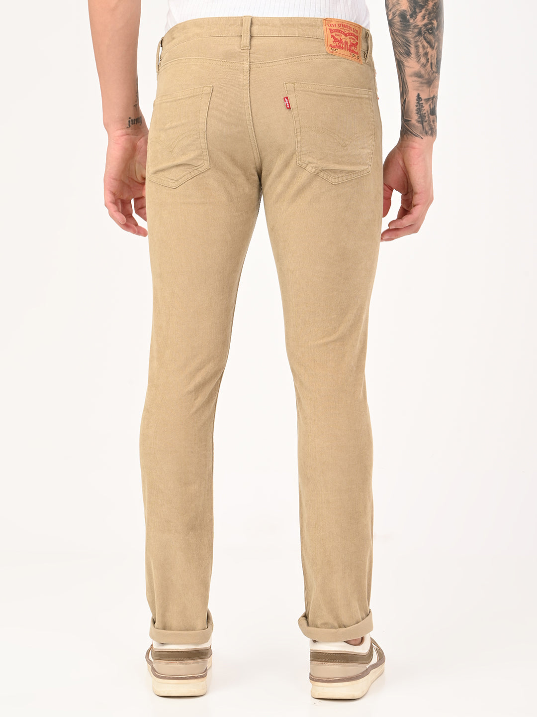 Men's 511 Beige Slim Fit Mid Rise Chinos - bac View