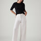 Women's White Loose Fit High Rise Trousers - Styleshot View