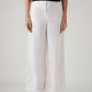 Women's White Loose Fit High Rise Trousers - Front View