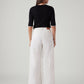 Women's White Loose Fit High Rise Trousers - Back View