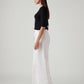Women's White Loose Fit High Rise Trousers - Side View