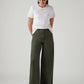 Women's Olive Loose Fit High Rise Trousers - Styleshot View