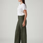 Women's Olive Loose Fit High Rise Trousers - Side View
