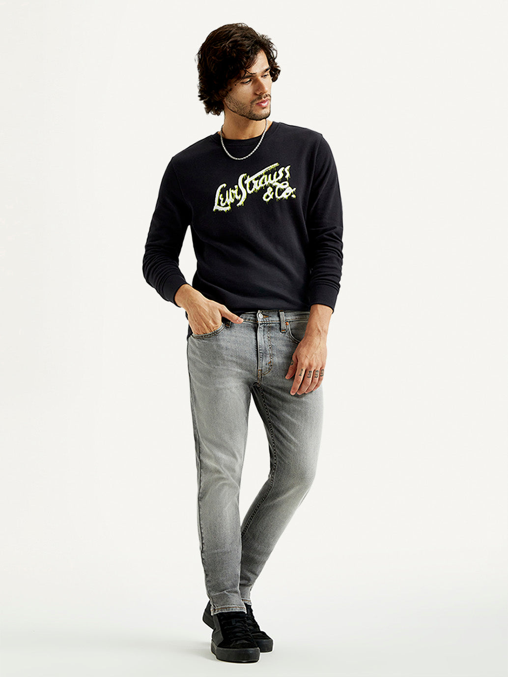 Men's 527 Light Grey Bootcut Fit Mid Rise Jeans - Styleshot View