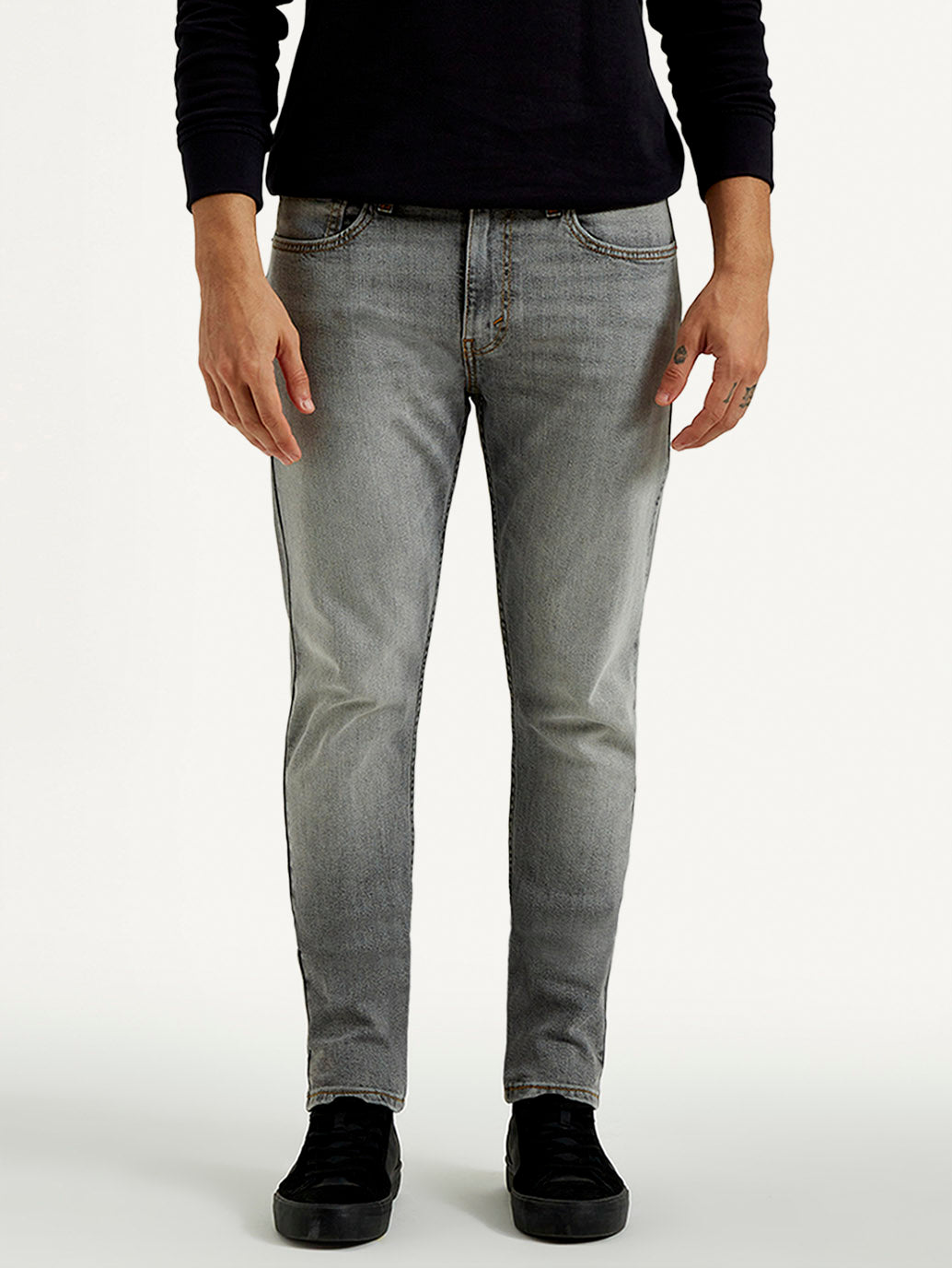 Men's 527 Light Grey Bootcut Fit Mid Rise Jeans - Front View