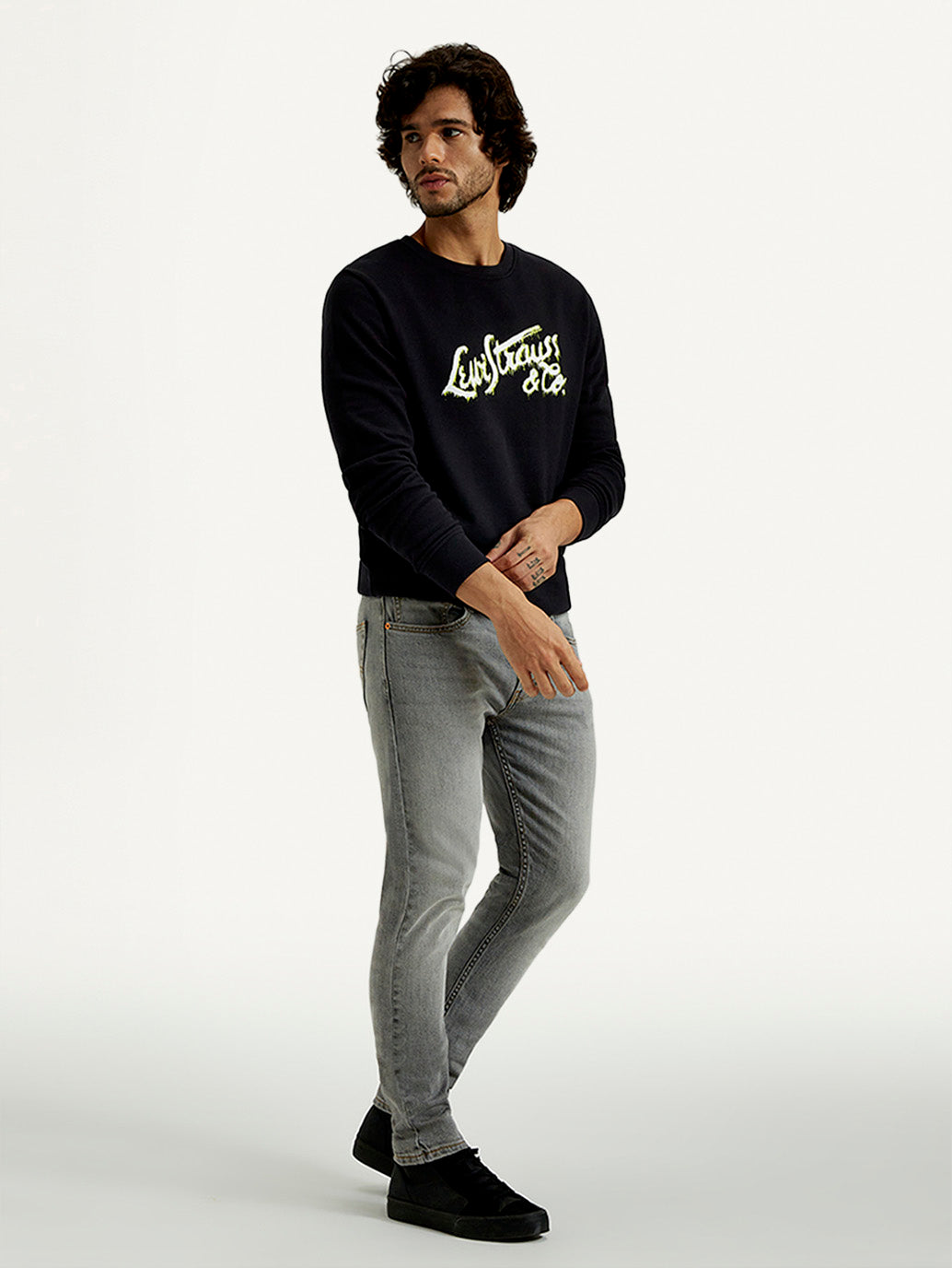 Men's 527 Light Grey Bootcut Fit Mid Rise Jeans - Side View