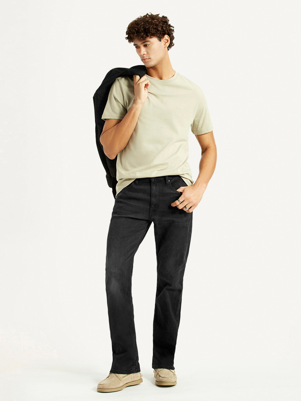 Men's 527 Black Slim Bootcut Fit Mid Rise Jeans