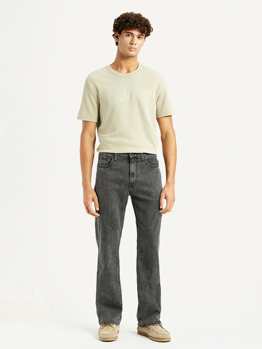 Men's 527 Grey Slim Bootcut Fit Mid Rise Jeans - Front View