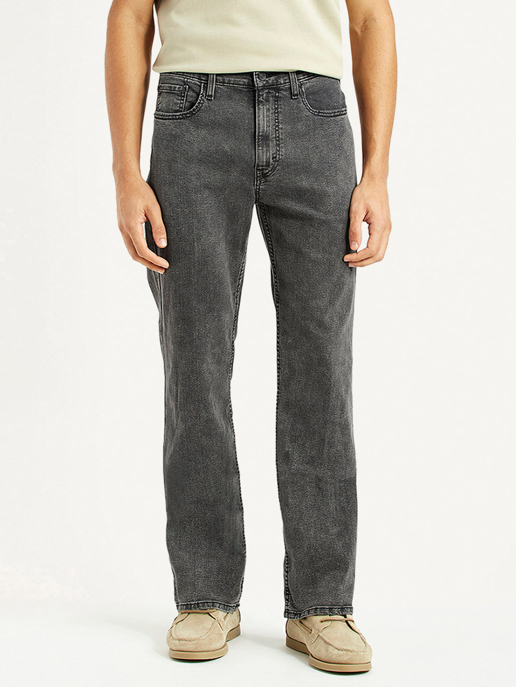 Men's 527 Grey Slim Bootcut Fit Mid Rise Jeans - Front View