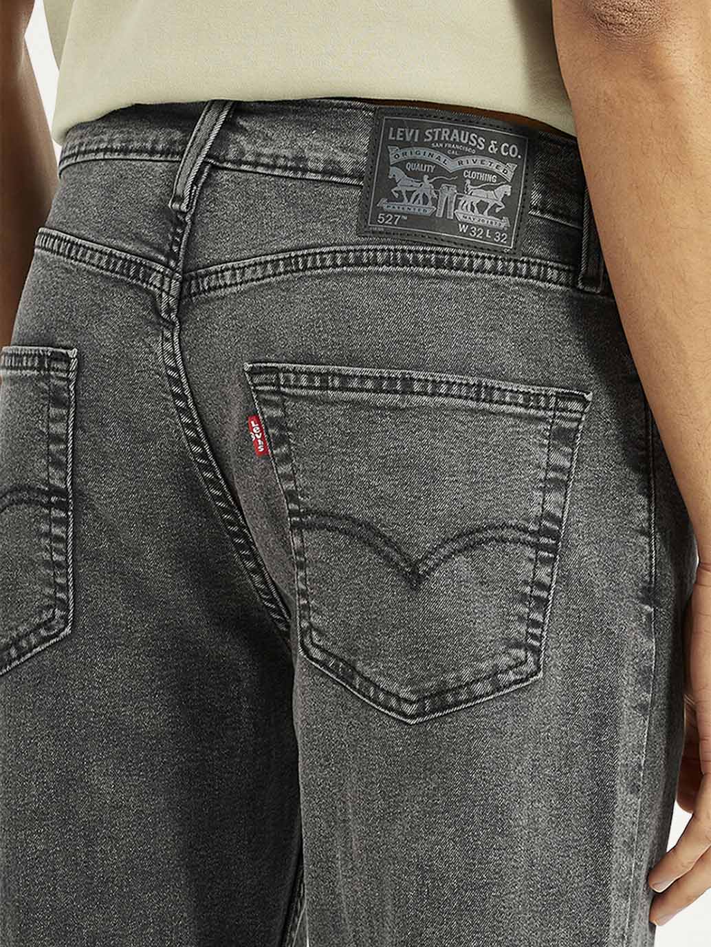 Men's 527 Grey Slim Bootcut Fit Mid Rise Jeans - Detail View
