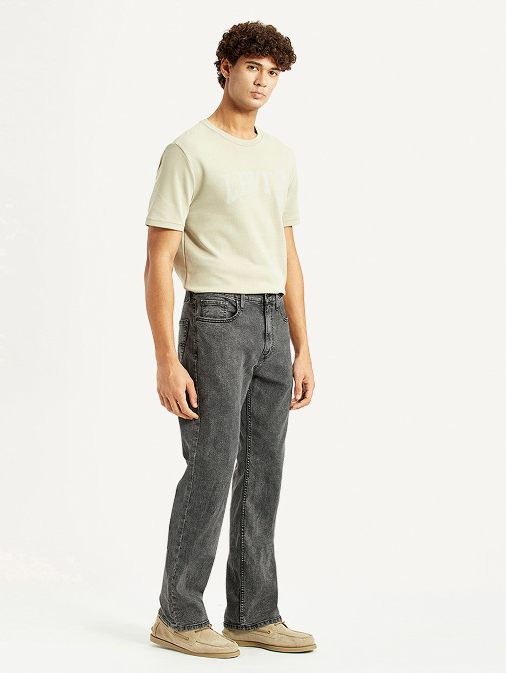 Men's 527 Grey Slim Bootcut Fit Mid Rise Jeans - Side View