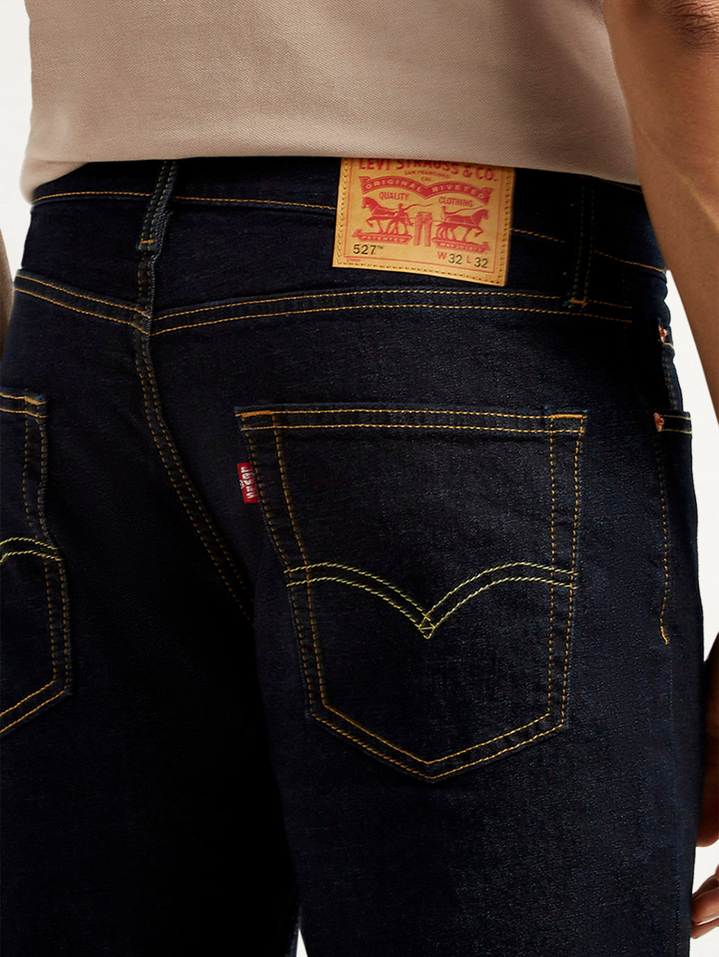 Men's 527 Navy Slim Bootcut Fit Mid Rise Jeans - Detail View