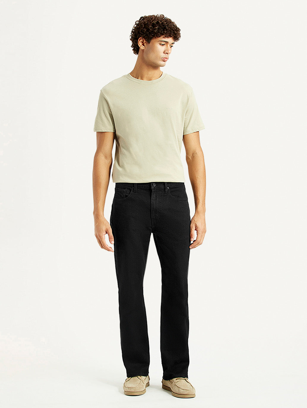 Men's 527 Black Slim Bootcut Fit Mid Rise Jeans - Front View