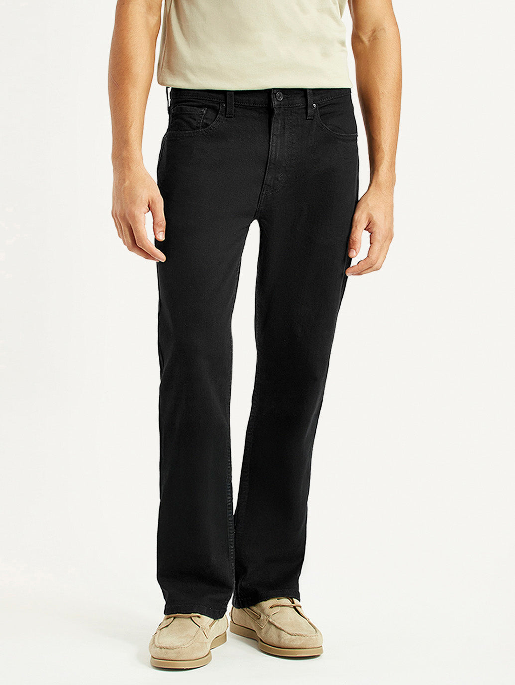 Men's 527 Black Slim Bootcut Fit Mid Rise Jeans - Front View