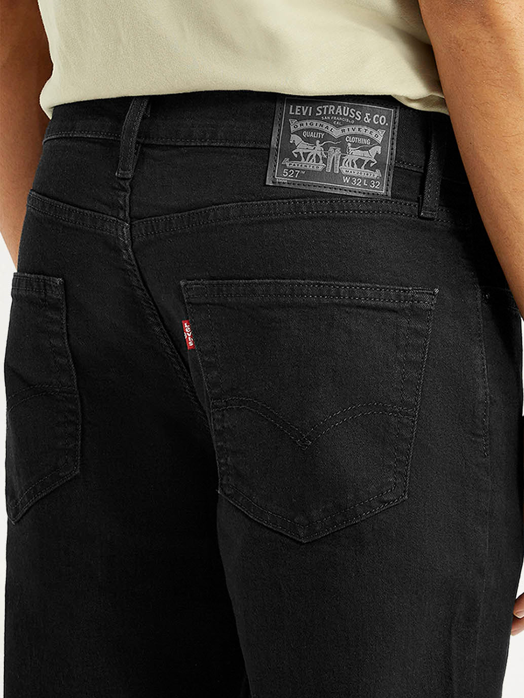 Men's 527 Black Slim Bootcut Fit Mid Rise Jeans - Detail View