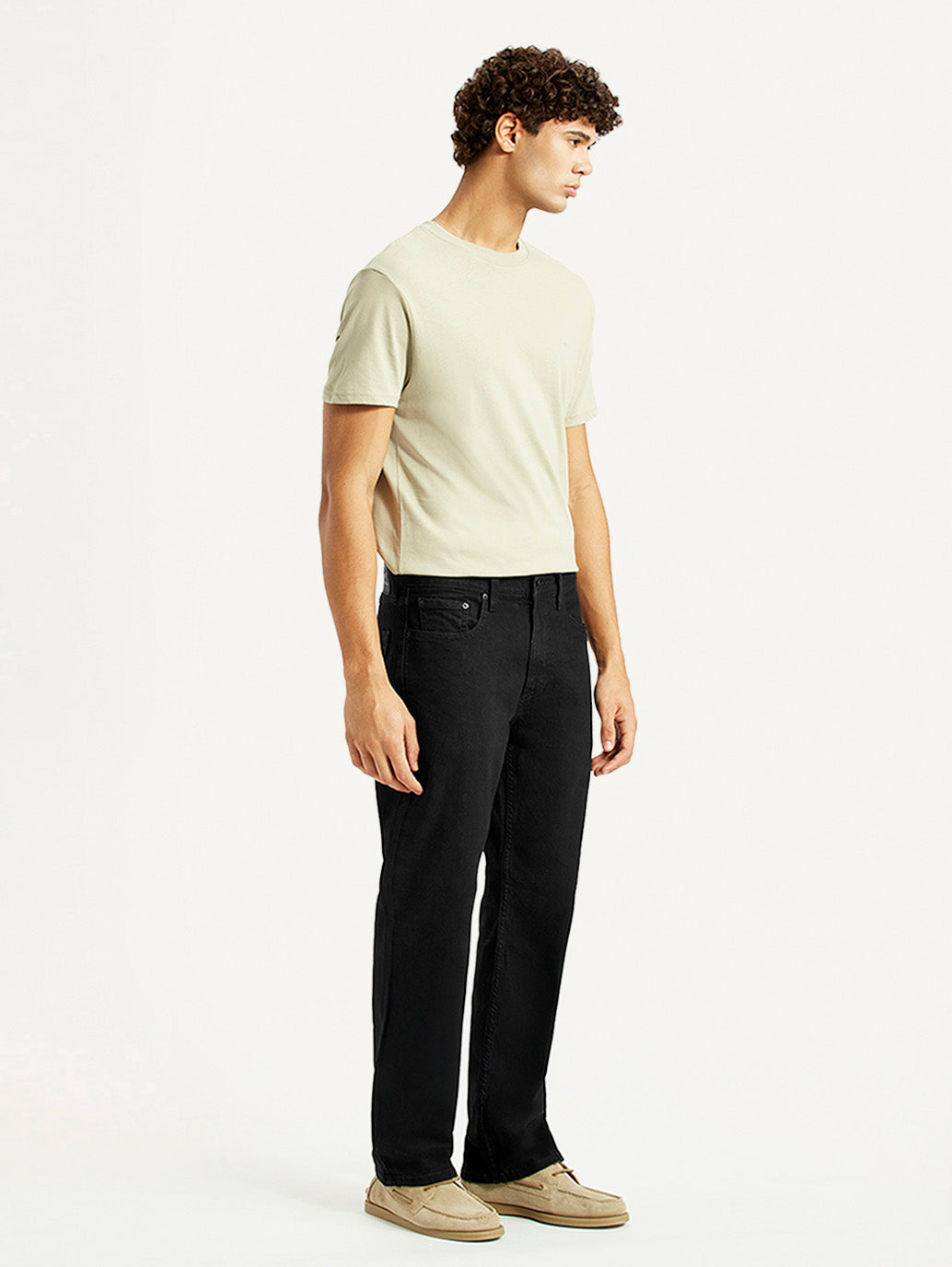 Men's 527 Black Slim Bootcut Fit Mid Rise Jeans - Side View