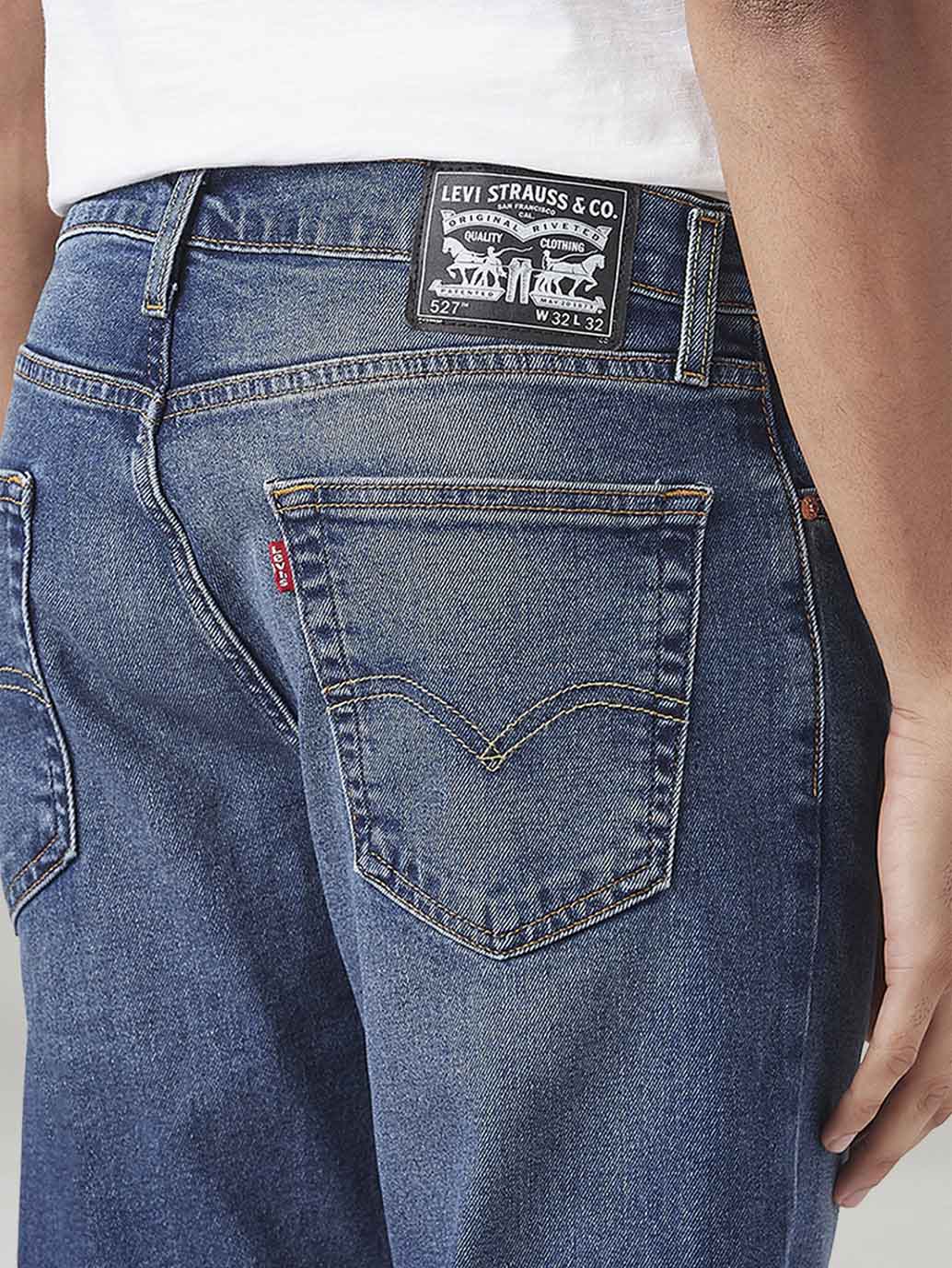 Men's 527 Med Indigo Bootcut Fit Mid Rise Tinted Jeans - Detail View