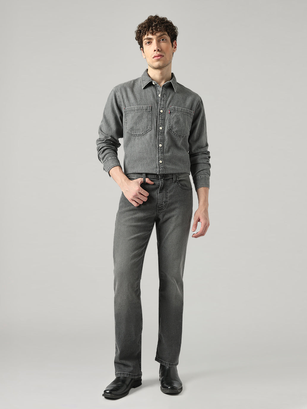 Men's 527 Grey Bootcut Fit Mid Rise Jeans - Front View