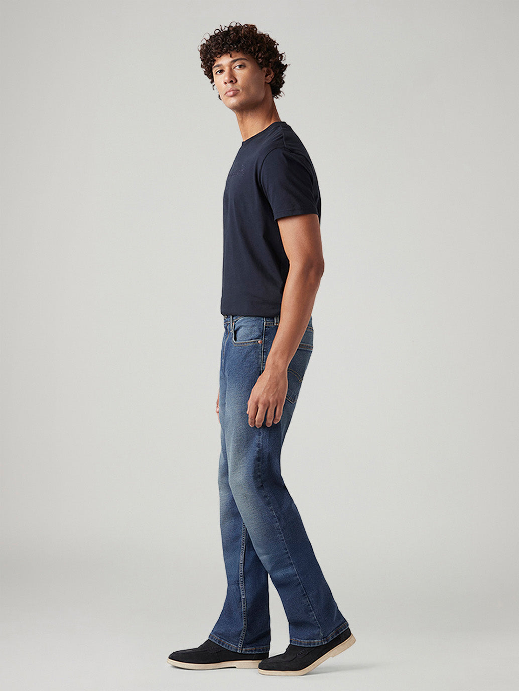Men's 527 Blue Bootcut Fit Mid Rise Jeans - Side View