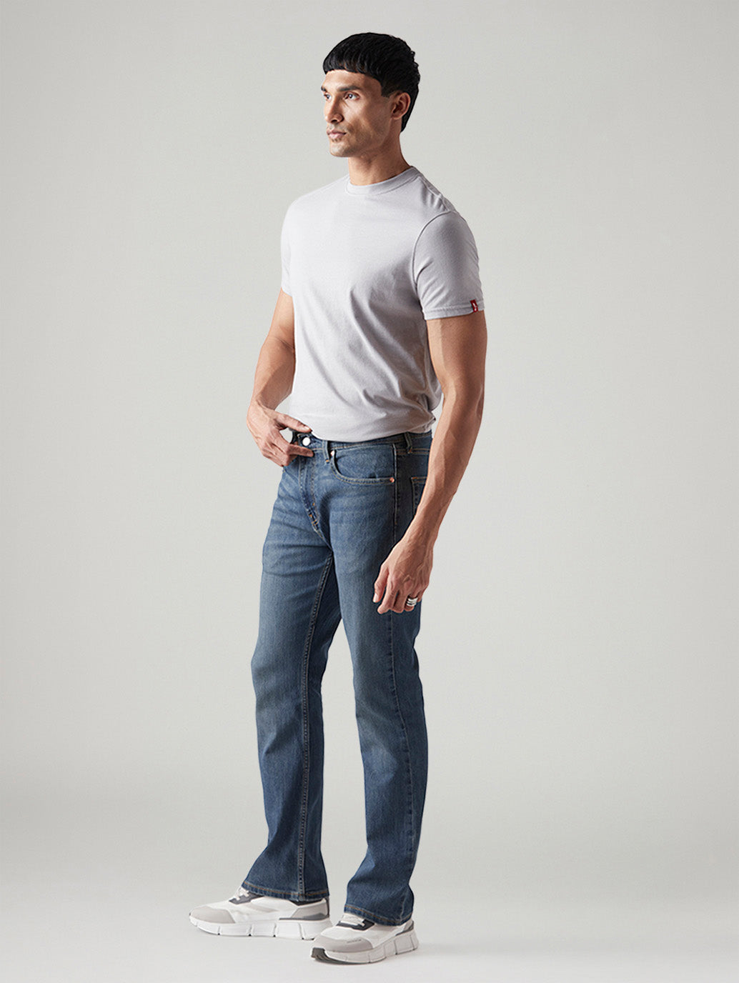 Men's 527 Dark Indigo Bootcut Fit Mid Rise Tinted Jeans - Side View