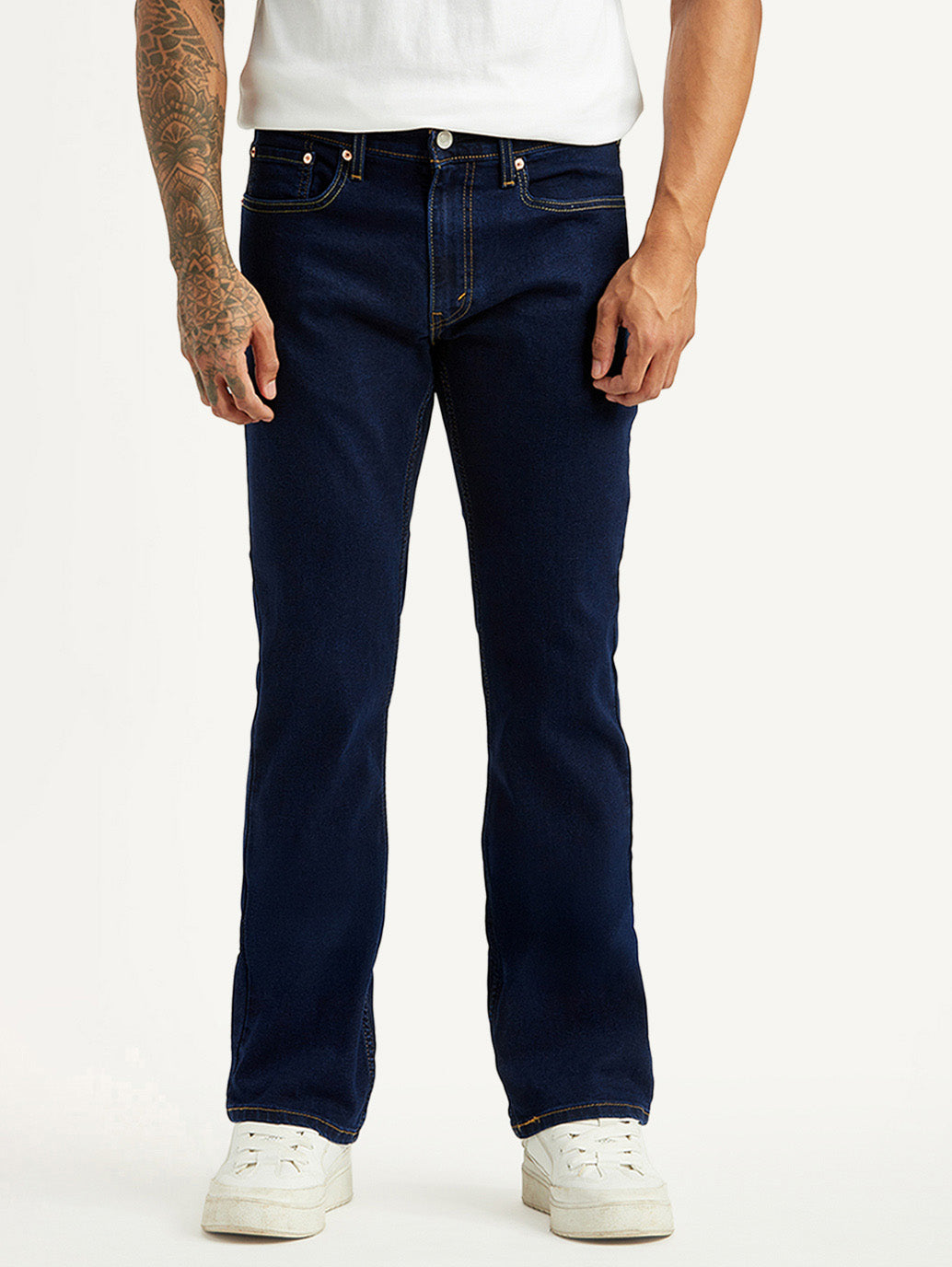 Men's 527 Dark Blue Bootcut Mid Rise Jeans - Front View