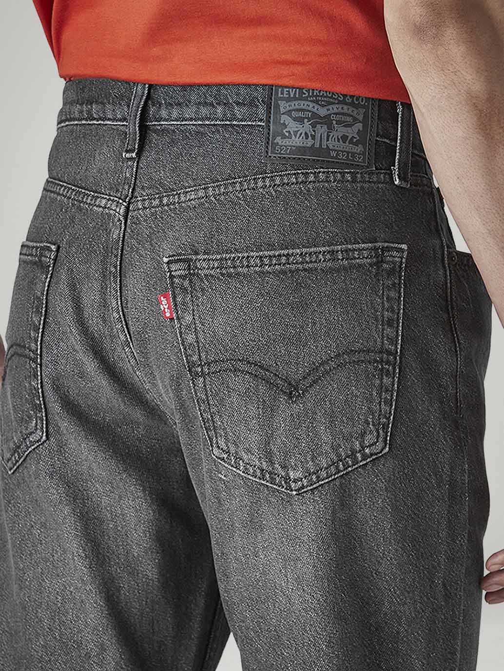 Men's 527 Charcoal Grey Bootcut Fit Mid Rise Jeans - Detail View
