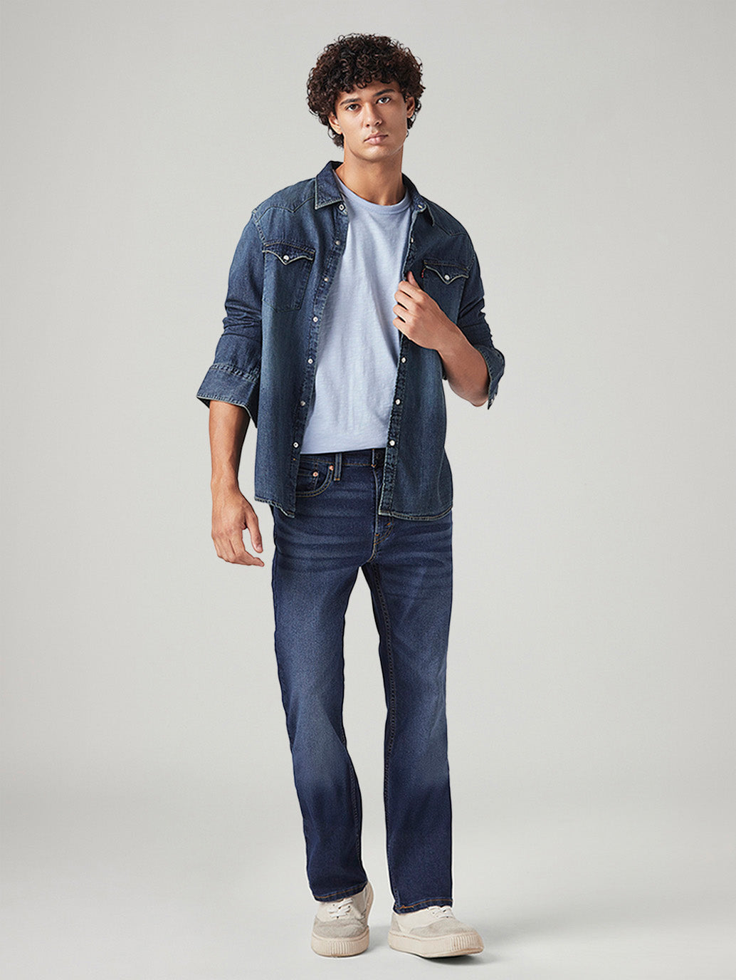 Men's 527 Med Indigo Bootcut Fit Mid Rise Tinted Jeans - Styleshot View
