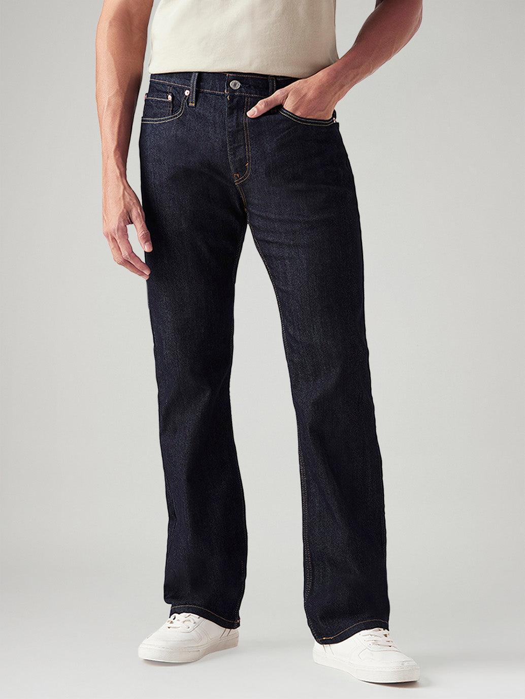 Men's 527 Navy Bootcut Fit Mid Rise Jeans - Front View