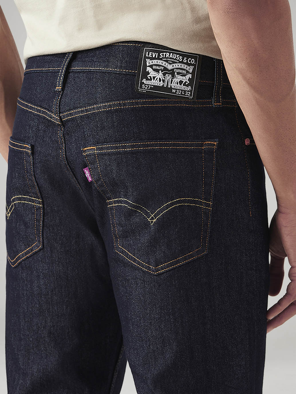 Men's 527 Navy Bootcut Fit Mid Rise Jeans - Detail View